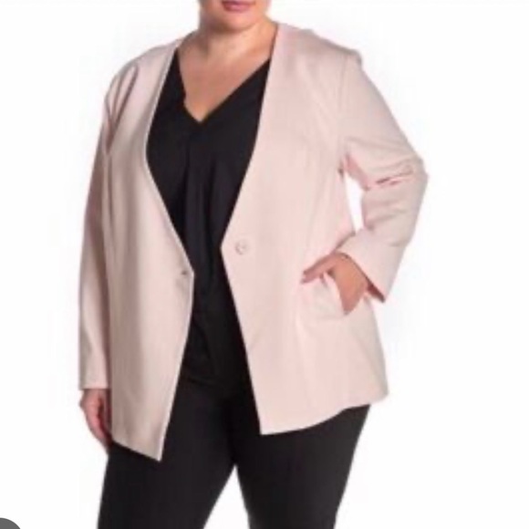 Amanda + Chelsea 🫐 Red Pink Single Button Blazer Jacket 2X Nwt - Picture 2 of 11